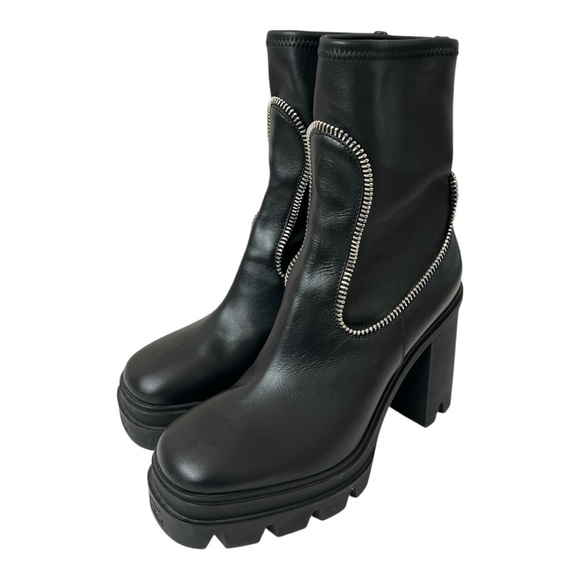 Black Platform Heeled Boots 9.5